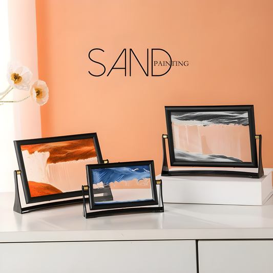Sand Art Painting Framed Hourglass Desk Frame